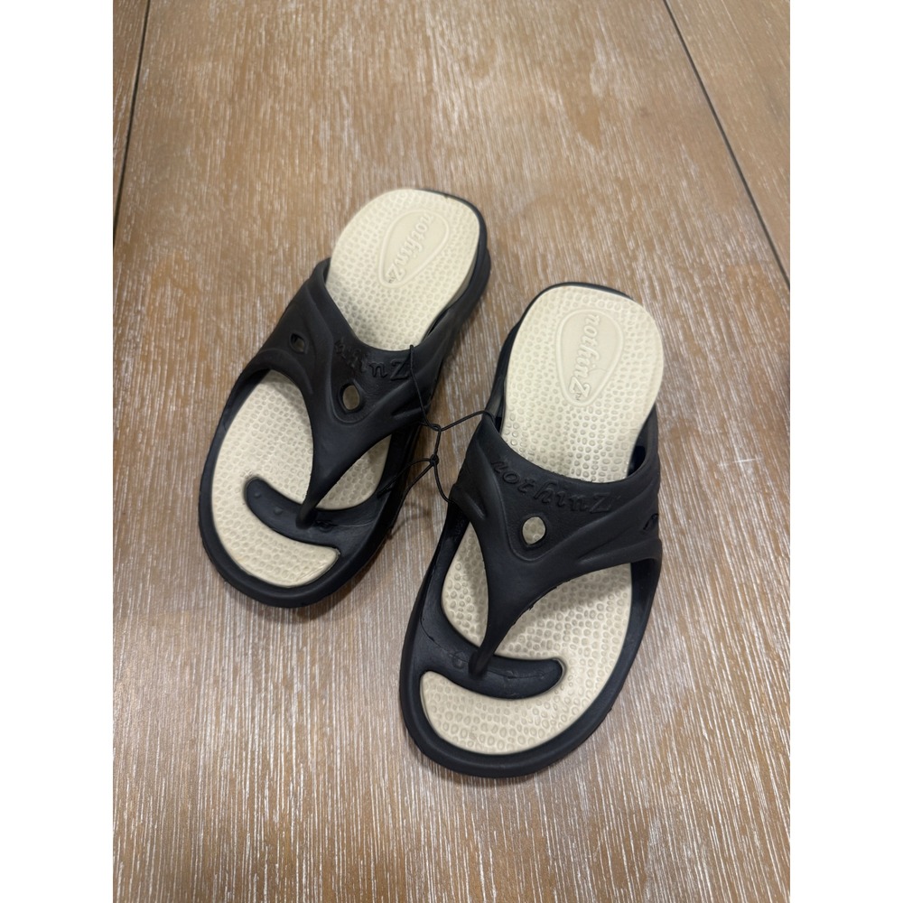 Nothinz‎ Kids Black Thong Sandals Flip Flops Size L5 6 JR3 4